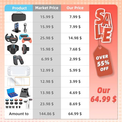 Switch 2 Accessories Bundle, 30-in-1 Kit for Nintendo Switch 2, Black | Carry Case, Controller Charger Dock, Grips for JoyCon, Steering Wheels,Wrist Band,Leg Strap, Switch 2 Console Protective Case - color: Black (30Pcs)