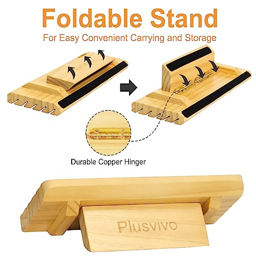 plusvivo Card Holders for Playing Cards with Adjustable Stand Set of 4, Playing Card Holders for Seniors Adults Kids 5 Slots up to 110 Cards, 12" Wooden Card Holder for Canasta Bridge