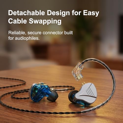 In Ear Monitor Headphones Dual Magnetic Dynamic Driver IEM with Mic, Blue | Hybrid Banlance Armature with Dynamic in Ear Headphones IEM Earphones Gaming Earbuds - color: YJS-819-Blue