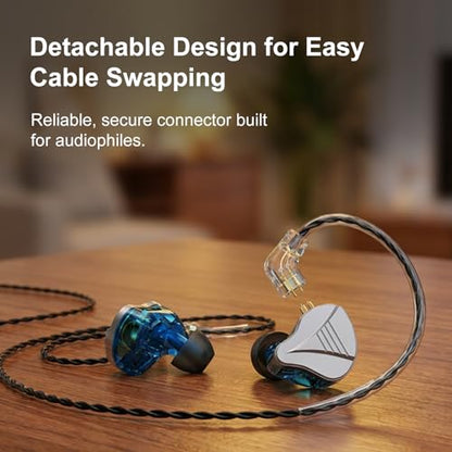 In Ear Monitor Headphones Dual Magnetic Dynamic Driver IEM with Mic, Blue | Hybrid Banlance Armature with Dynamic in Ear Headphones IEM Earphones Gaming Earbuds - color: YJS-819-Blue