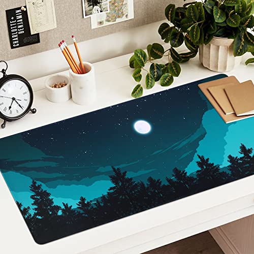 iCasso Extended Gaming Mouse Pad 35.4x15.7in Desk Pad,Silent Night | Large Non-Slip Rubber Base Mousepad with Stitched Edges,Waterproof Keyboard Mouse Mat for Work Home Office - color: Silent Night