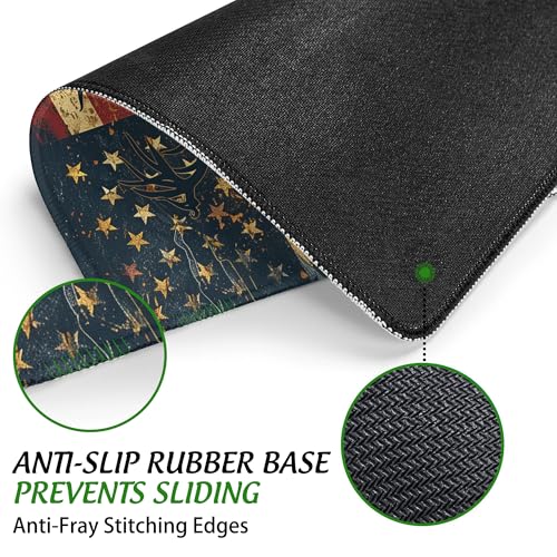 American Flag Wildlife Mouse Pad Square Mouse Mat Non-Slip Rubber Base Mousepad with Stitched Edge, Portable MousePads for Desk Computers Laptop Office, 9.5x8 Inches - color: American Flag Wildlife