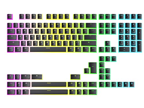 Ranked Pudding v2 PBT Keycaps | 145 Double Shot Translucent ANSI US & ISO Layout | OEM Profile for Full Size, TKL, 75%, 65% and 60% RGB Mechanical Gaming Keyboard (Black) - color: Black
