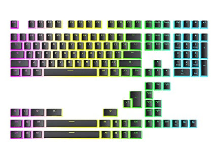 Ranked Pudding v2 PBT Keycaps | 145 Double Shot Translucent ANSI US & ISO Layout | OEM Profile for Full Size, TKL, 75%, 65% and 60% RGB Mechanical Gaming Keyboard (Black) - color: Black