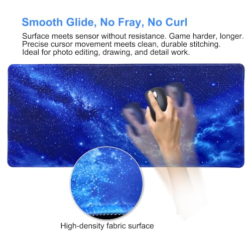 Noise Reduction Large Mouse Pad-70x30 Bluesky | Non-Slip Rubber Base 27.5x11.8IN Computer Desk Mat for PC,Mac,Laptop-Stitched Edges and Smooth Surface for Office,Home,Work - color: 70x30 Bluesky