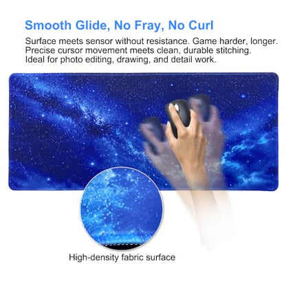 Noise Reduction Large Mouse Pad-70x30 Bluesky | Non-Slip Rubber Base 27.5x11.8IN Computer Desk Mat for PC,Mac,Laptop-Stitched Edges and Smooth Surface for Office,Home,Work - color: 70x30 Bluesky