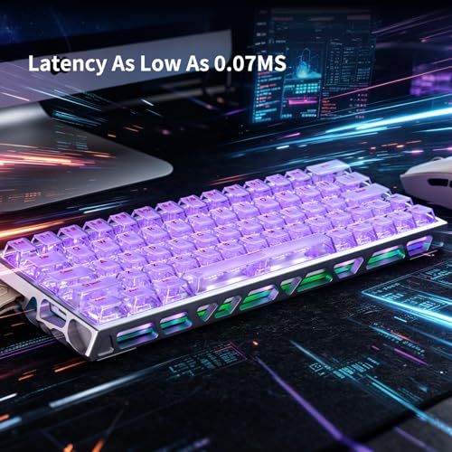 IROK MG63 64 Keys Wired Magnetic Switch Keyboard, 512KHZ All Keys Scan Rate, PCB Nano-Coating Waterproof, ARGB Light and Shadow Coexist 8KHZ/CNC Carved Aluminum Gaming Keyboard (Silver) - color: Silver