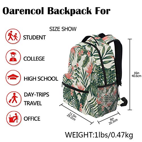 Tropical Palm Leaves Flower Backpacks Pink Florals School Book Travel College Shoulder Bag for Women Men Boys - color: Multi Pattern 6