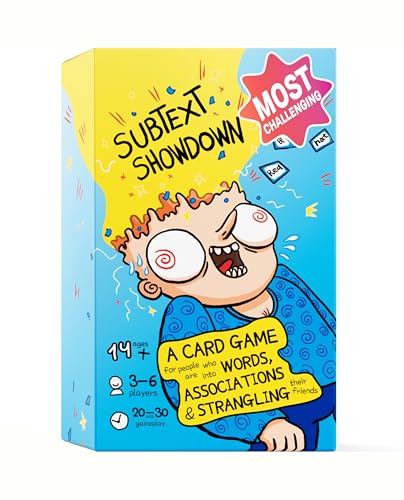 Subtext Showdown: Word Association Board Games for Adults, Teens & Family (3-6 Players) — Fun Games for Adults and Teens Groups — Funny Card Games for Family Game Night or Birthday Party