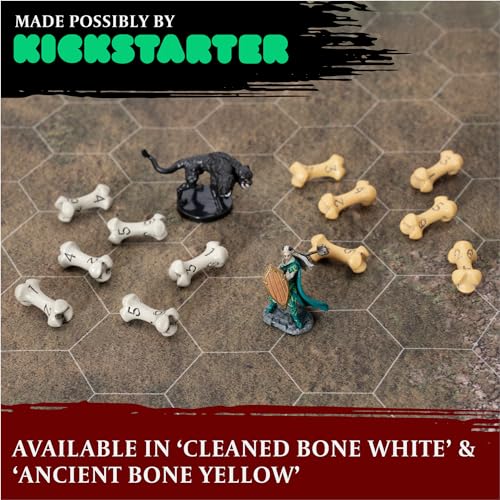 D6 Dice Set - Set of Six 6 Sided Dice - Skull & Bone Themed RPG Dice. Cool & Unique Gift and Compatible with Dungeons & Dragons (DND), D&D, Pathfinder, D and D. (Ancient Bone Yellow) - color: Ancient Bone Yellow, style: Six D6