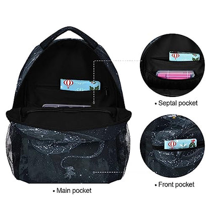Magic Dark Dragon Galaxy Space Black Backpack Bookbag Daypack Travel School Bag - color: Black