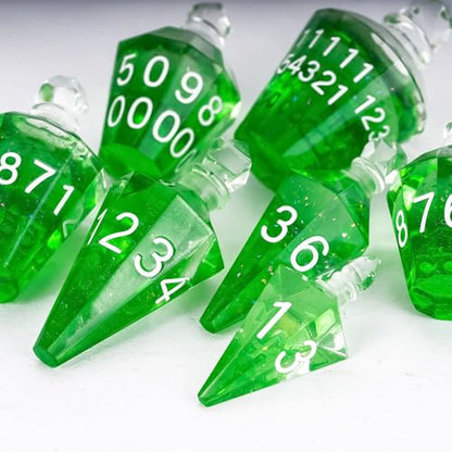 7PCS Potion DND Dice Set,Transparent Sharp Edge Die Set D&D RPG Polyhedral Dice,for Dungeons and Dragons TTRPG Games Roleplaying Games.(Light Green) - color: Light Green