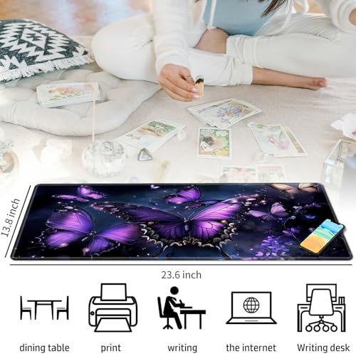 Purple Butterfly with Glittering for MTG & TCG Playmat Mouse Pad,BFDHGQZC 24" x 14" Game Mat for MTG/RPG/CCG Trading Card Game Playmats Table Mat Perfect for Card Games Video Games Computer Office - color: Purple Butterfly With Glittering