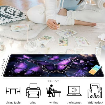 Purple Butterfly with Glittering for MTG & TCG Playmat Mouse Pad,BFDHGQZC 24" x 14" Game Mat for MTG/RPG/CCG Trading Card Game Playmats Table Mat Perfect for Card Games Video Games Computer Office - color: Purple Butterfly With Glittering