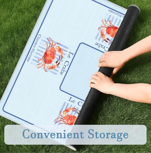 Blue Coastal Beach Crab Mahjong Mat 31.5x31.5 Inch, Non-Slip and Noise Reduction Mah Jong Table Mat Cover Gifts for Mahjong Lovers Poker Board Games Dominoes - color: Blue Coastal Beach Crab