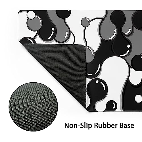 Black White Grey Mouse Pad XL Anime Cool Geometric Japanese Extended Desk Mat 80X30cm Non-Slip Rubber Base Stitched Edge Large Mousepad for Desk Gaming Laptop Desktop,31.5×11.8 Inch - color: Black-white, size: 31.5 x 11.8 inches