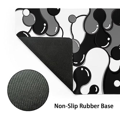 Black White Grey Mouse Pad XXL Anime Cool Geometric Japanese Extended Desk Mat 90X40 CM Non-Slip Rubber Base Stitched Edge Large Mousepad for Gaming Laptop Computer Desktop 35.4×15.7 Inch - color: Black-white, size: 35.4 x 15.7 inches