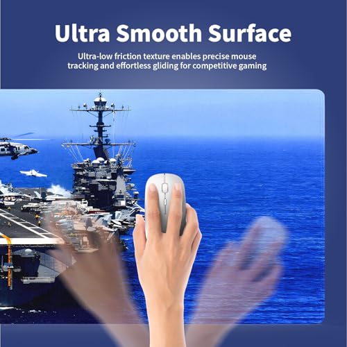 Aircraft Carrier Large Blue Mouse Pad, US Navy Patriotic Military Desk Mat | Fighter Jet Group and Helicopter, Nature Ocean Scenery, 31.5" x 11.8", XXL Gaming Stitched Keyboard Mat, Smooth, Anti-Slip - color: Aircraft Carrier Navy Blue Ocean