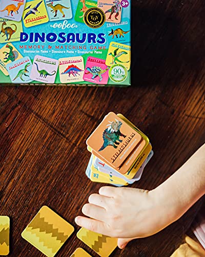eeBoo Little Dinosaurs Memory & Matching Game, Ages 3+, 1-4 Players | Teaches dinosaur names & pronunciation. Sharpens recognition, concentration & memory skills. Includes 36 tiles, 18 pairs - style: Dinosaurs