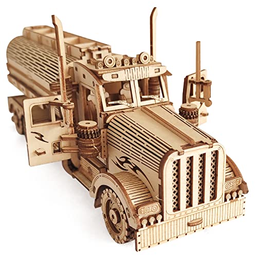 3D Wooden Puzzle - Wood Mechanical Tank Truck Model Kits - Coin Bank Crafts Model - Wooden STEM DIY Brain Teaser Puzzles, 3D Puzzle for Birthday Adults & Teens - style: Tank Truck