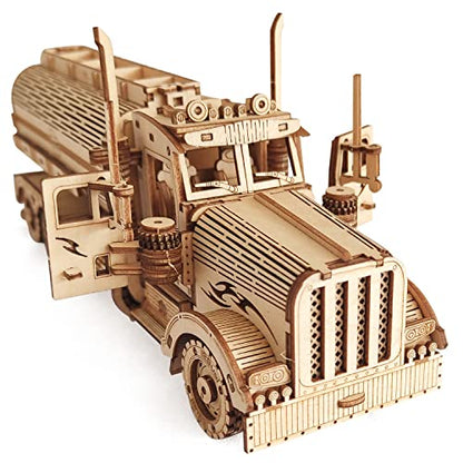 3D Wooden Puzzle - Wood Mechanical Tank Truck Model Kits - Coin Bank Crafts Model - Wooden STEM DIY Brain Teaser Puzzles, 3D Puzzle for Birthday Adults & Teens - style: Tank Truck