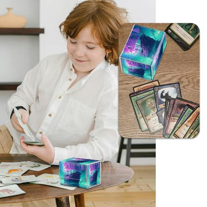 Strong Magnet Card Case Deck Box Mtg Card Box Playing Card Box Magic Deck Box Tcg Up to 200 Cards Creative Pattern Trading Card Storage Box for Collectible Card Games, A Purple Sailing Ship - color: A Purple Sailing Ship