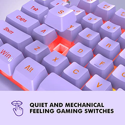NPET K10 Wired RGB Purple Membrane Keyboard for PC Desktop | Spill Resistant, Multimedia Hotkeys, Quiet Membrane Gaming Keys