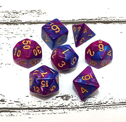 7Pcs Blue Purple DND Dice Set RPG Polyhedral Dice for Dungeon and Dragons MTG D&D D20 D12 D10 D8 D6 D4 - color: Blue & Purple Dice