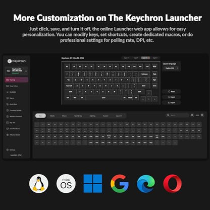 Keychron Q1 Ultra 8K 75% Wireless Mechanical Keyboard, Aluminum Hot-Swappable RGB, Banana Switch, 82 Keys, 600h Battery Life, 2.4GHz/Bluetooth/Wired, ZMK Programmable, Mac Windows Linux – Black - color: Keychron Silk POM Switch - Banana