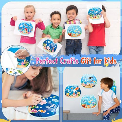 24 Sheets Ocean Stickers with Under The Sea Scenes, Make Your Own Sea Life Animal Fish Stickers, Ocean Summer Crafts Activities for Kids - style: Ocean 24 Sheets