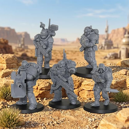 AUSPDICE Sci-Fi Operatives for Miniature Games, 28mm RPG Figure Set-AS992 | Unpainted Resin 5pc Sci-Fi Elite Squad for TTRPG Wargames, Tabletop RPG, Dungeon Masters, Skirmish Battles and RPG Gifts