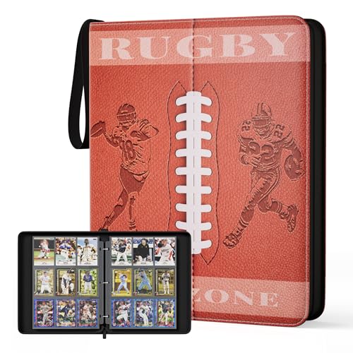 Kabinka 9 Pocket Football Card Binder, 900 Standard Cards Sports Card Binder with Zipper, Protective Trading Card Binder Collector Organizer for Football Sports Cards TCG (Classic) - color: Football-1, size: 9 Pocket 900