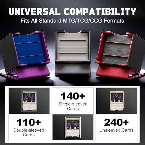 Kabinka MTG Deck Box with Window, Commander Deck Box for Trading Cards, Holds 110+ Double Sleeved Cards, Fits TCG CCG EDH (Black) - color: Black Gray