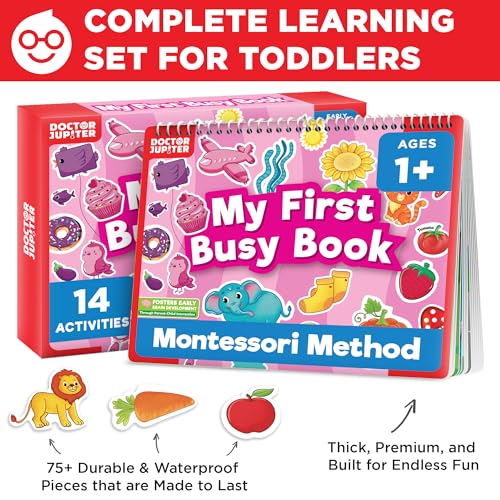 Doctor Jupiter My First Montessori Busy Book for Toddlers 1+ Year Olds | Preschool Learning Activities - Educational Travel Toys | Birthday Gift for Girls Ages 1,2,3 - style: Girls' First Busy Book: 1+