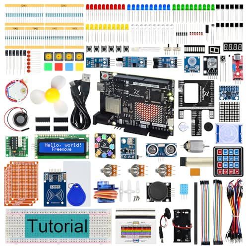 Freenove Complete Starter Kit with Board V5 Rev4 WiFi (Compatible with Arduino IDE), Arm Cortex-M4 Microcontroller, Onboard ESP32-S3, 474-Page Detailed Tutorial, 343 Items, 90 Projects - color: with V5 (Rev4) WiFi