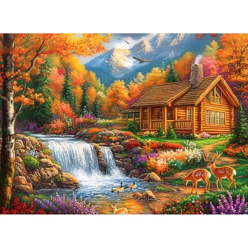 500 Pieces Puzzles for Adults,Alpine Serenity Jigsaw Puzzles,Fall Landscape Nature Puzzles 500 Pieces,Autumn Mountain Puzzle,Challenging Family Activity Great Gift Idea for Family Friends,20.5 X 15 in - style: 500P Alpine Serenity