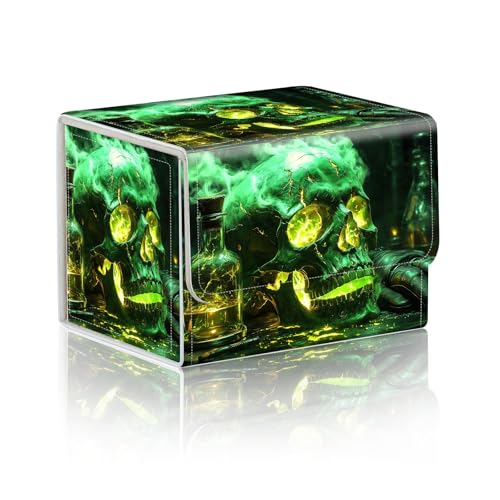 Trading Card Storage Box, Holds 100+ for MTG Cards, PU Leather with Magnetic Closure, Glowing Poison Skull Potion Durable Deck Box for Magic the Gathering, Trading Card Games - color: Glowing Poison Skull Potion