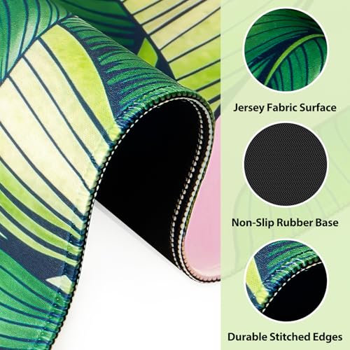 31.5" Tropical Plants Mahjong Mat,Non-Slip Noise-Reducing Game Mat | Crease-Free Rubber Gaming Table Cover with Carrying Bag for Poker Dominoes & Board Games Gifts - color: Tropical Leaf
