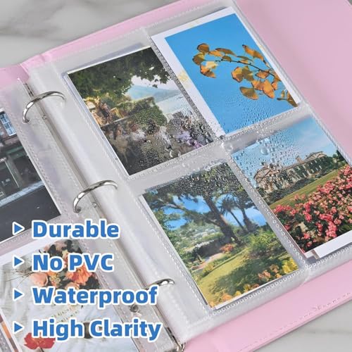 640 Pockets 4 Pocket Card Sleeves,Double-Sided 4 Pocket for 3 Ring Binder, Fit 2.5x3.5 Cards, 80 Sheets A5 Binder Sleeves,Top Loading Page Protector, Ultra Clear for Photos, Postcards, Trading Cards - size: 80