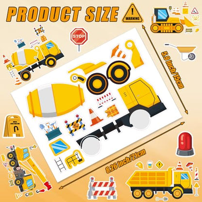 42 Sheets Create Construction Vehicles of Dreams Stickers, Make Your Own Sticker for Boys and Girls, Travel Sticker Books, Party Favors, Birthday, School and Activities Gifts for Kids Ages 3+ - style: Engineering