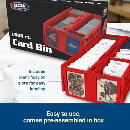 BCW Collectible Card Bin – (6-Pack, Red) | Holds up to 1600 Cards | Plastic Storage Box for Pokémon, MTG & Sports Cards - style: 6 Pack