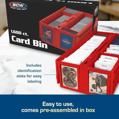 BCW Collectible Card Bin – (2-Pack, Red) | Holds up to 1600 Cards | Plastic Storage Box for Pokémon, MTG & Sports Cards - style: 2 Pack