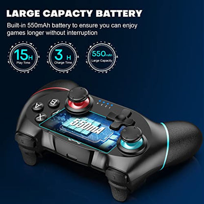 Diswoe Switch Controller, Wireless Pro Controller for Switch 2/Switch/Switch Lite/Switch OLED, Switch Remote Gamepad with Joystick, Adjustable Turbo Vibration with Programmable Function - color: Black+BF