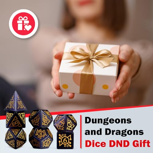 LUCKY-M Glass Polyhedral Dice Set with Case for Dungeons and Dragons, Crystal DND RPG Tabletop Games - color: Purple-ta