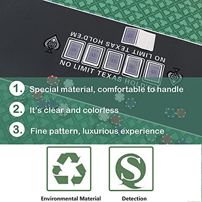 70 x 35 Inch Texas Hold'em Poker Mat for Table, Portable Poker Table Top with Smooth Premium Surface, Noise Reduction, and Carrying Case for Professional Poker Games Casino Games - color: 70 X 35 Inch Oval Green