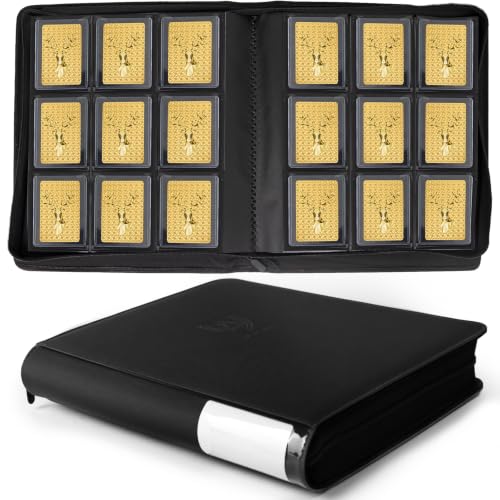 Toploader Binder, Holds 360 Toploaders, Top Loader Binder with 9 Pockets for 3" x 4" Rigid Cards, Double-Sided Pockets Card Binder Top Loader for Trading Cards or Sports Cards (black) - color: black