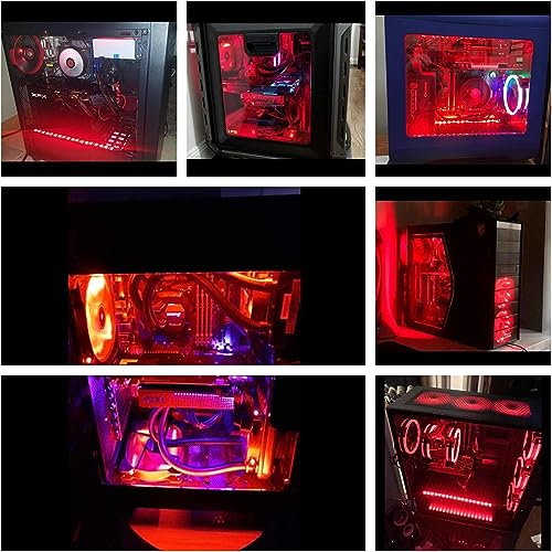 DS LED Light Strip RED Computer Lighting with Magnetic for PC Case Lighting Kit (2Pack,30CM, Molex Connector, S Series，Red) - color: Red