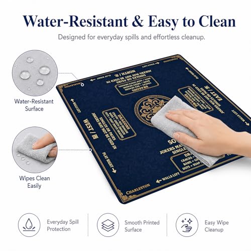 Blue Pattern Mahjong Mat,Non Slip American Mah Jongg Table Mat | 32in soft neoprene mah jongg mat reduces tile noise protects tabletops & packs easily for game nights or a thoughtful gift - color: 013