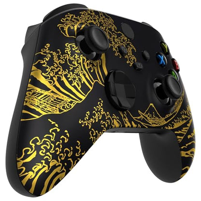 Stealth Controllers Wireless Controller for Xbox Series S, Xbox Series X, Xbox One - Soft Touch Feel - Custom Series S/X Controller (Black/Gold Waves) - color: Black/Gold Waves