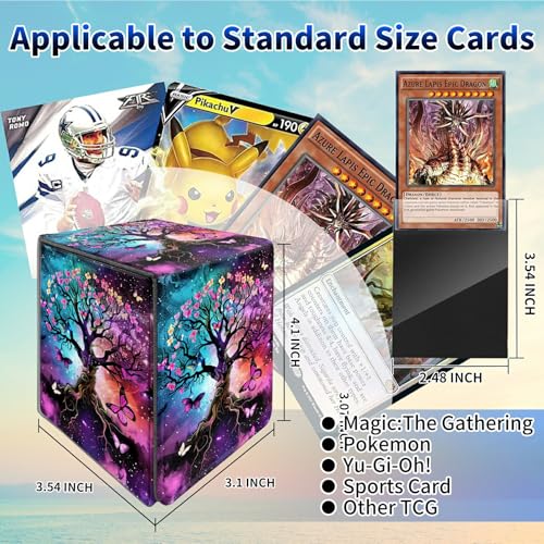 Butterfly Tree Sub Card Deck Box, MTG Commander Deck Box Card Deck Case for Trading Cards, 100+ Sleeved Cards with PU Leather Magnetic Card Storage Box for TCG CCG Magic Cards - color: Card Deck Box-586